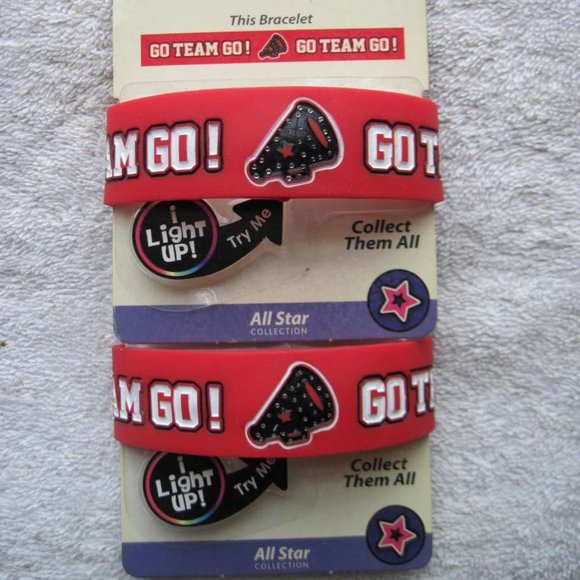 2 (TWO)Go Team Go! Spirit Blingkers Silicone Blinking Bracelet Wrist Band Blinks - Picture 2 of 7